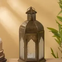 Подсвечник фонарь "Золотой шатёр" железо 20х20х37 см