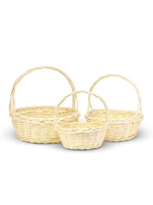 Набор корзин 3 шт ИВА 35x35x14 30x30x12 25х25x11 см ПЛЕТ ручка h=20/18/16 см