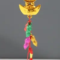 Подвеска пластик, текстиль &laquo;Китайская монета на слитке ямб с арахисом&raquo;, 30 см