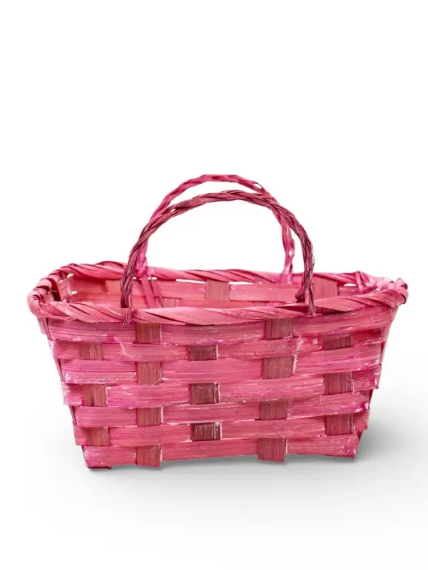 Корзина плетеная 24 х 20 х 8 см,боковые ручки, розовый квадрат