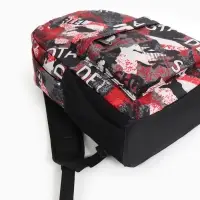 Рюкзак школьный на молнии, с карманами, с принтом, размер 30&times;13&times;42 см, красный/серый