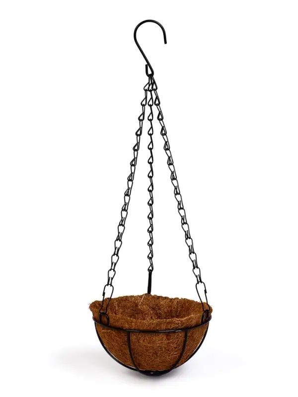 Кашпо подвесное d=15 см, с кокосовым вкладышем Кашпо подвесное d=15 см, с кокосовым вкладышем "Полусфера"