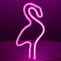 Неоновая вывеска &laquo;Фламинго&raquo; 15x29 см, от батареек ААх3, USB, свечение розовое