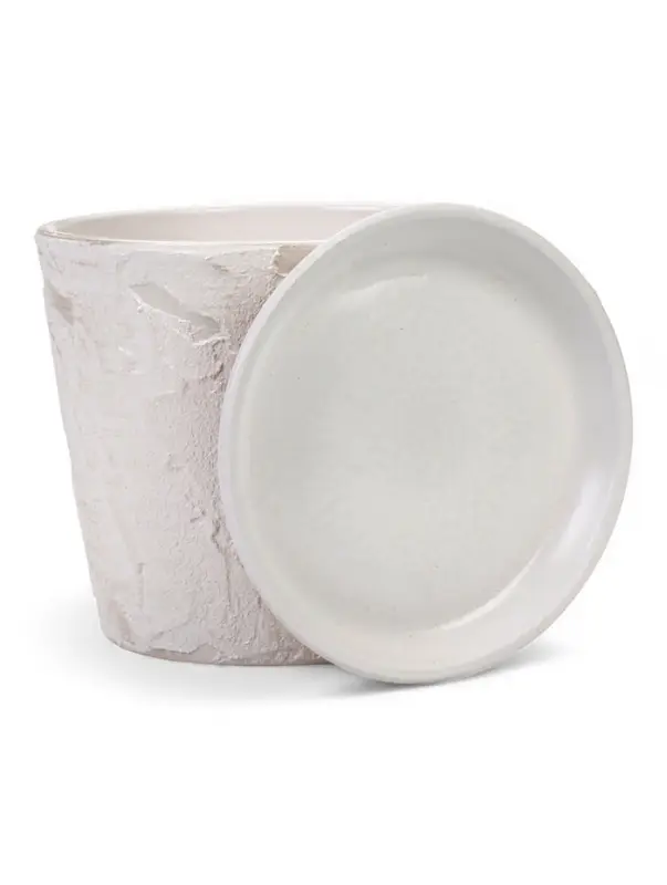 Горшок цветочный с поддоном 2,6 л, d18/h16 см белый керамика, Горшок цветочный с поддоном 2,6 л, d18/h16 см белый керамика, "Венера" (М)