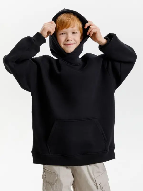 Худи детское оверсайз Junipero, черное, 6 лет Худи детское оверсайз Junipero, черное, 6 лет