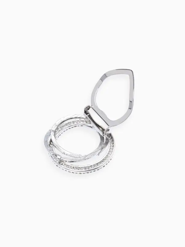 Зажим для платка "Узоры" круг, цвет белый в серебре