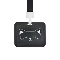 Бейдж горизонтальный, внешний 100&times;80 мм, внутренний 52&times;82 мм, лента 42 см, Кот