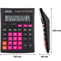 Калькулятор настольный ПОЛНОРАЗМ Attache AF-446BR,12р,дв.п,ч/роз,203x153x48