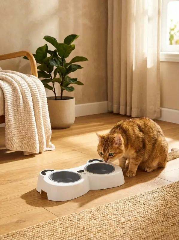 Миска двойная &laquo;Панда&raquo;, 2&times;160 мл, пластик, белая, серая