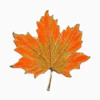 Брошь &laquo;Лист&raquo; кленовый осенний, цвет оранжевый в золоте