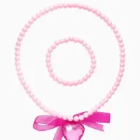 Набор детских украшений &laquo;Выбражулька. Сердце, бант&raquo;, 2 предмета: бусы 35 см, браслет, d=5.5 см, белый, малиновый