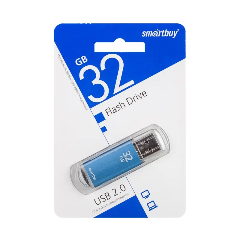 USB накопитель 32 GB USB 2.0 Smart Buy V-Cut Blue (SB32GBVC-B)