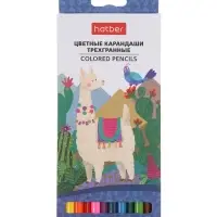 Карандаши 24цв, Hatber, заточ, трехгр,  коробка, европодвес 63840