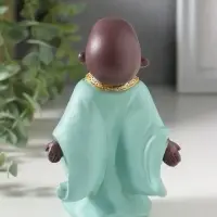 Сувенир полистоун "Маленький Будда в бирюзовом одеянии - счастье" 7х8,5х12,5 см