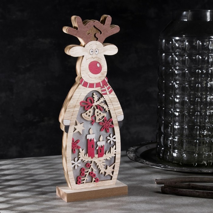 Светодиодная фигура «Олень» 11 × 30 × 5 см, дерево, батарейки АААх2 (не в комплекте), свечение тёплое белое Светодиодная фигура «Олень» 11 × 30 × 5 см, дерево, батарейки АААх2 (не в комплекте), свечение тёплое белое