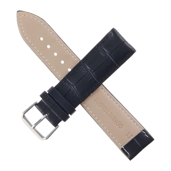 Ремешок для часов &laquo;Соломон&raquo;, 22 мм, натуральная кожа, длина 20 см, чёрный с тиснением