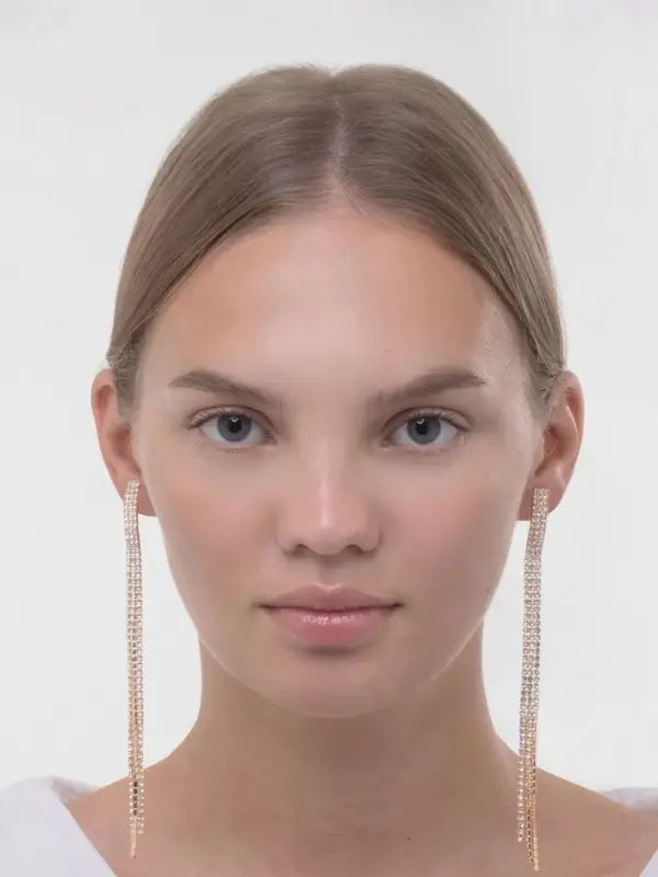 Серьги клипсы для ушей QF &laquo;Лёд&raquo;, тройная сплошная, белые в золоте