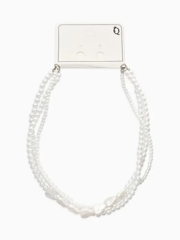 Чокер &laquo;Сияние жемчуга", сердце мятое, L=37см+8см удлинение, цвет белый в серебре