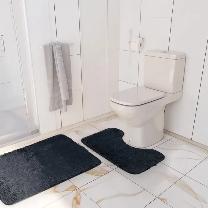 Набор ковриков для ванной и туалета Доляна &laquo;Пушистик&raquo;, 2 шт., 40&times;50, 50&times;80 см, серый