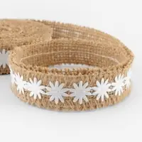 Лента холщовая &laquo;Ромашки&raquo;, натуральная, 20 мм, 4.5&plusmn;0.5 м, белая