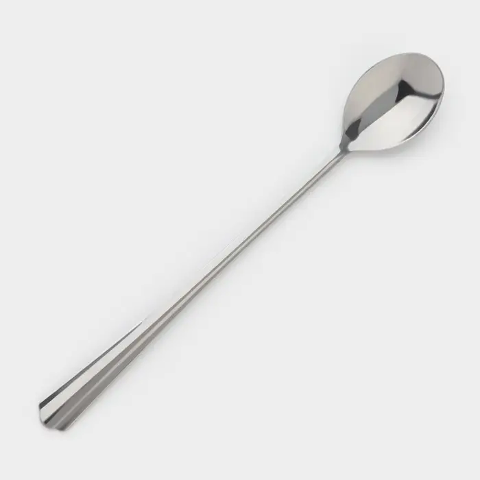 Ложка для коктейля, длина 19.7 см, толщина 1.5 мм, упрощённой обработки, цвет серебряный