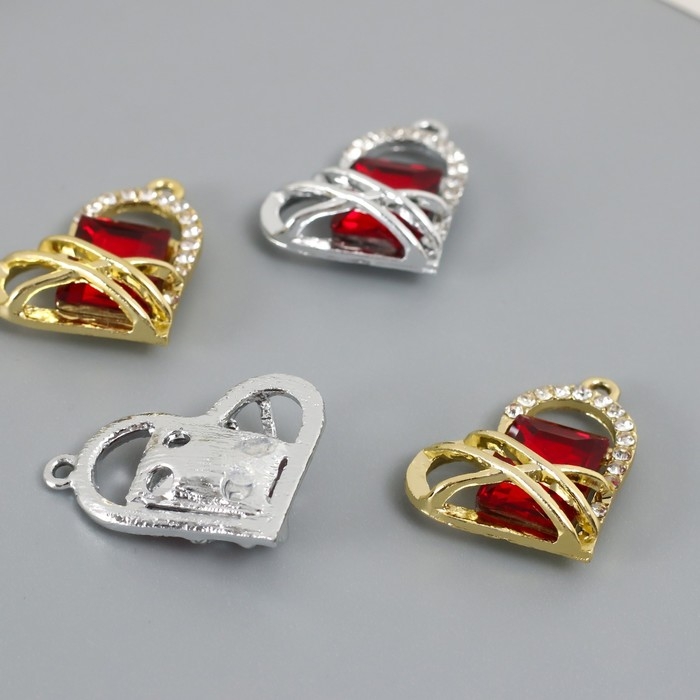 Декор для творчества металл, стразы Декор для творчества металл, стразы "Сердце в переплёте" набор 4 шт 2,7х2,2 см