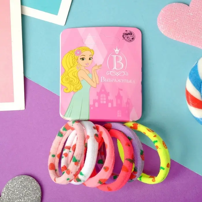 Резинка для волос Резинка для волос "Спорт" (набор 6 шт) клубнички, микс