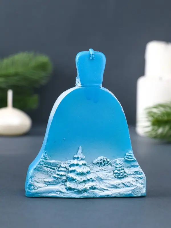 Свеча фигурная «Колокольчик с храмом» 8х3,5х10,5 см, цв. синий