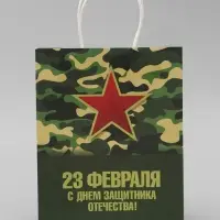 Пакет подарочный крафт &laquo;С 23 Февраля&raquo; 21&times;11&times;27 См