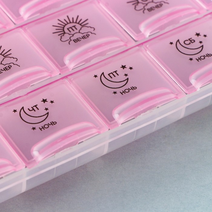 Таблетница органайзер, 28 секций, русские буквы, 21.6 х12 х 1.7 см. Таблетница органайзер, 28 секций, русские буквы, 21.6 х12 х 1.7 см.