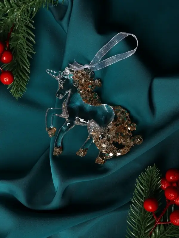 Украшение ёлочное "Льдинка" единорог, 10х10,5 см, прозрачный