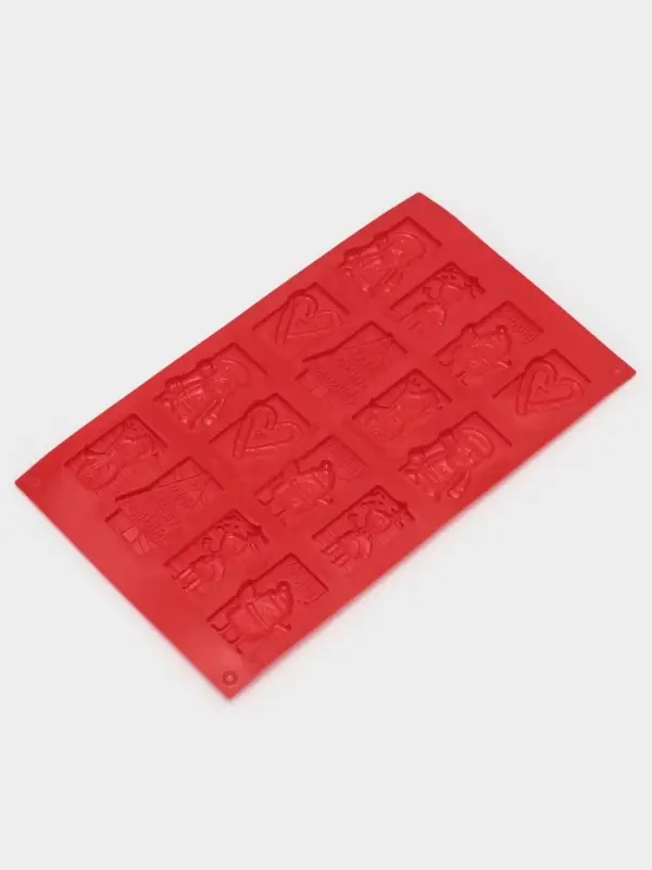 Форма для конфет и шоколада Доляна &laquo;Новогодние радости&raquo;, силикон, 30&times;17 см, 16 ячеек, красная