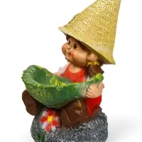 Садовая фигура из полистоуна &laquo;Девочка на камне с листом&raquo;, 48&times;29&times;27 см