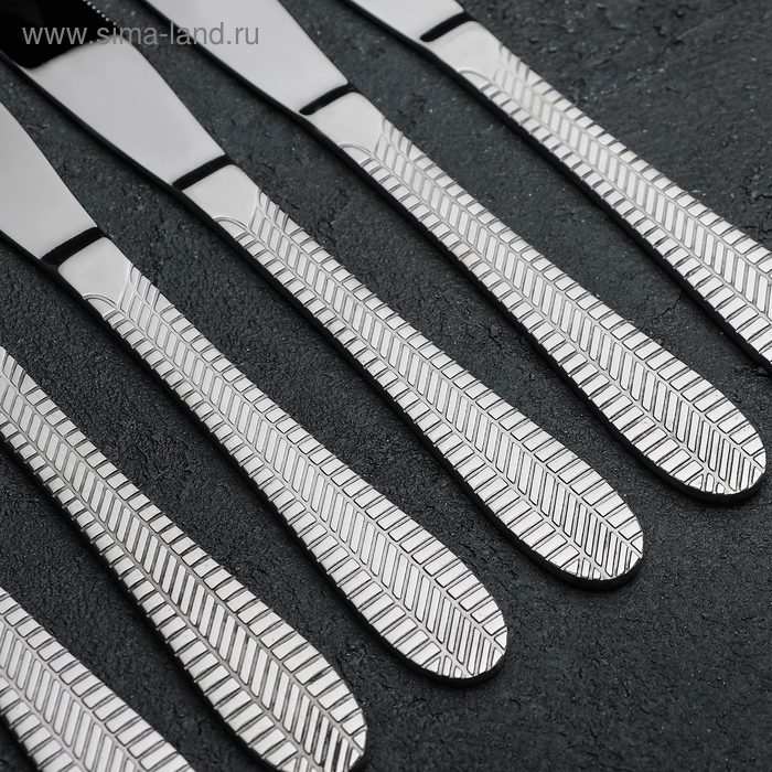 Ножи столовые Доляна «Фараон», длина 20 см, 6 шт, цвет серебряный