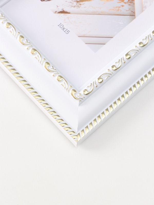 Фоторамка пластик Фоторамка пластик "МИРАМ" 10х15 см, белый с золотом