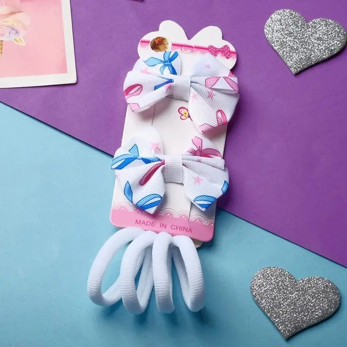 Набор для волос «Карапунька», 4 резинки, 2 зажима, бантики нежность, белый Набор для волос «Карапунька», 4 резинки, 2 зажима, бантики нежность, белый