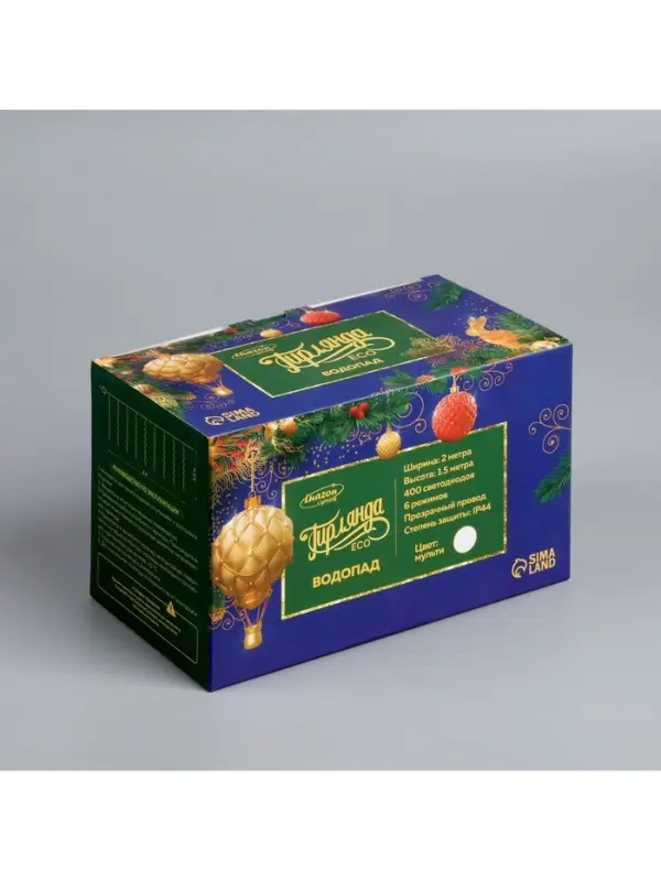 Гирлянда &laquo;Водопад&raquo; 2&times;1.5 м, IP44, прозрачная нить, 400 LED, свечение белое, 8 режимов, 220 В