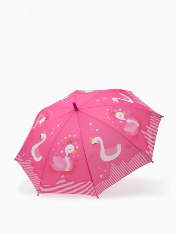 Зонт - трость детский &laquo;Лебеди&raquo;, полуавтоматический, R=43/50 см, розовый