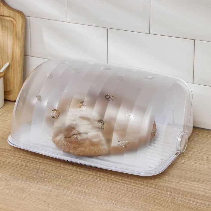 Хлебница пластиковая «Рондо», 34,5×27,3×16,5 см, цвет белый