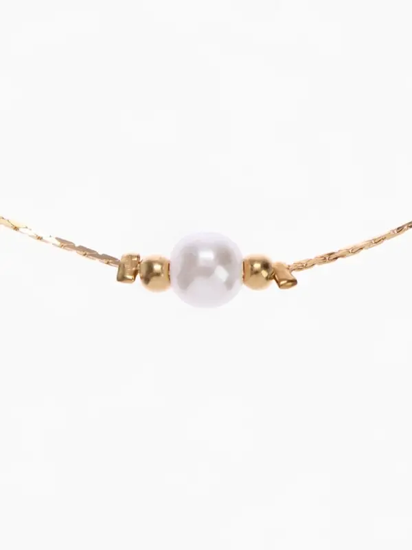 Кулон на цепочке &laquo;Жемчужина&raquo;, белый в золоте, 39 см
