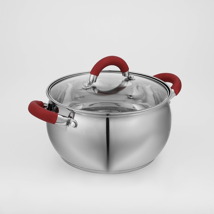 Кастрюля из нержавеющей стали Доляна «Вернер», 3,5 л, d=20 см, с крышкой, индукция Кастрюля из нержавеющей стали Доляна «Вернер», 3,5 л, d=20 см, с крышкой, индукция