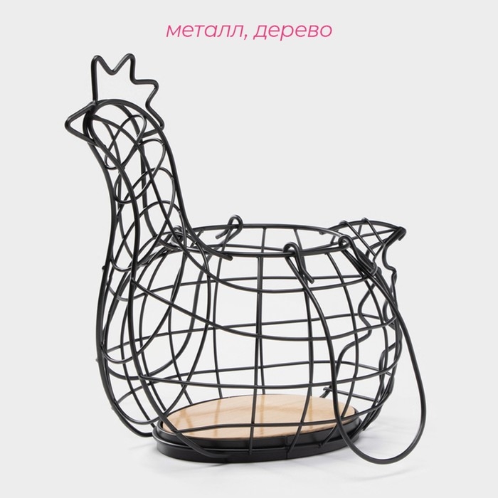 Корзина для яиц Доляна «Эстетика», цвет чёрный Корзина для яиц Доляна «Эстетика», цвет чёрный