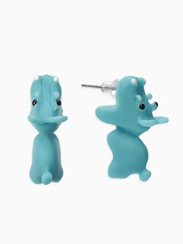 Серьги из полимерной глины &laquo;Бегемот&raquo;, голубые