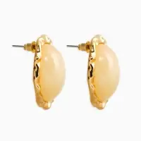 Серьги акрил &laquo;Стиль&raquo;, круг в рамке, бежевые в золоте