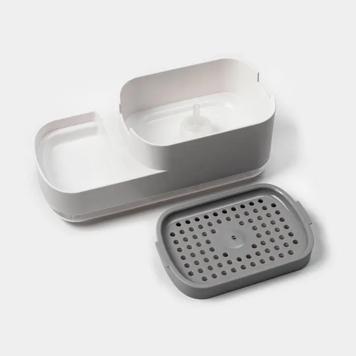 Дозатор для моющего средства с подставкой для губки Raccoon, 550 мл, губка в комплекте, белый