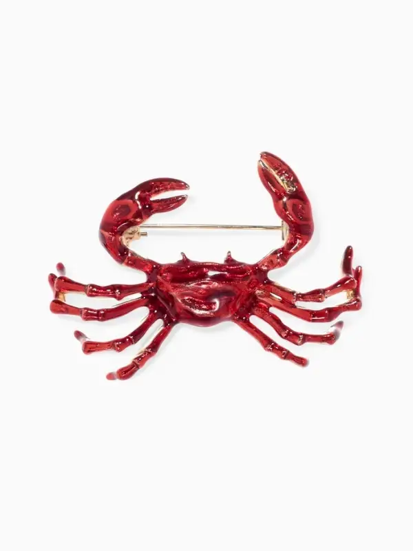 Брошь &laquo;Краб&raquo;, красная в золоте