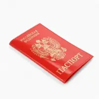 Обложка для паспорта, натуральная кожа, глянцевая, тиснение фольгой, красная