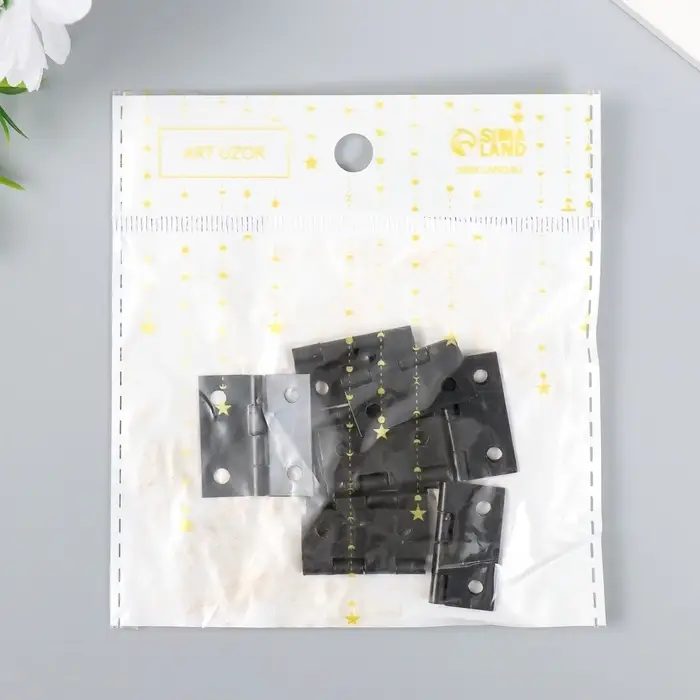 Петля для шкатулки металл с прямыми углами черная набор 10 шт 2,5х2,5 см Петля для шкатулки металл с прямыми углами черная набор 10 шт 2,5х2,5 см