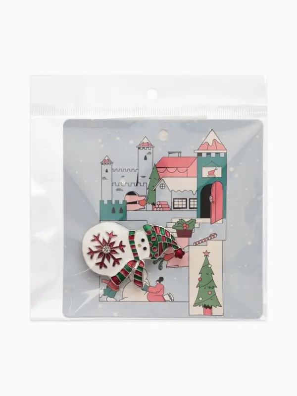 Брошь новогодняя &laquo;Снеговик со снежинкой&raquo;, разноцветная в серебре