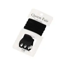 Набор для волос QF &laquo;Вивьен&raquo;, 4 резинки 5.5 см, краб 3 см, зубья, чёрный